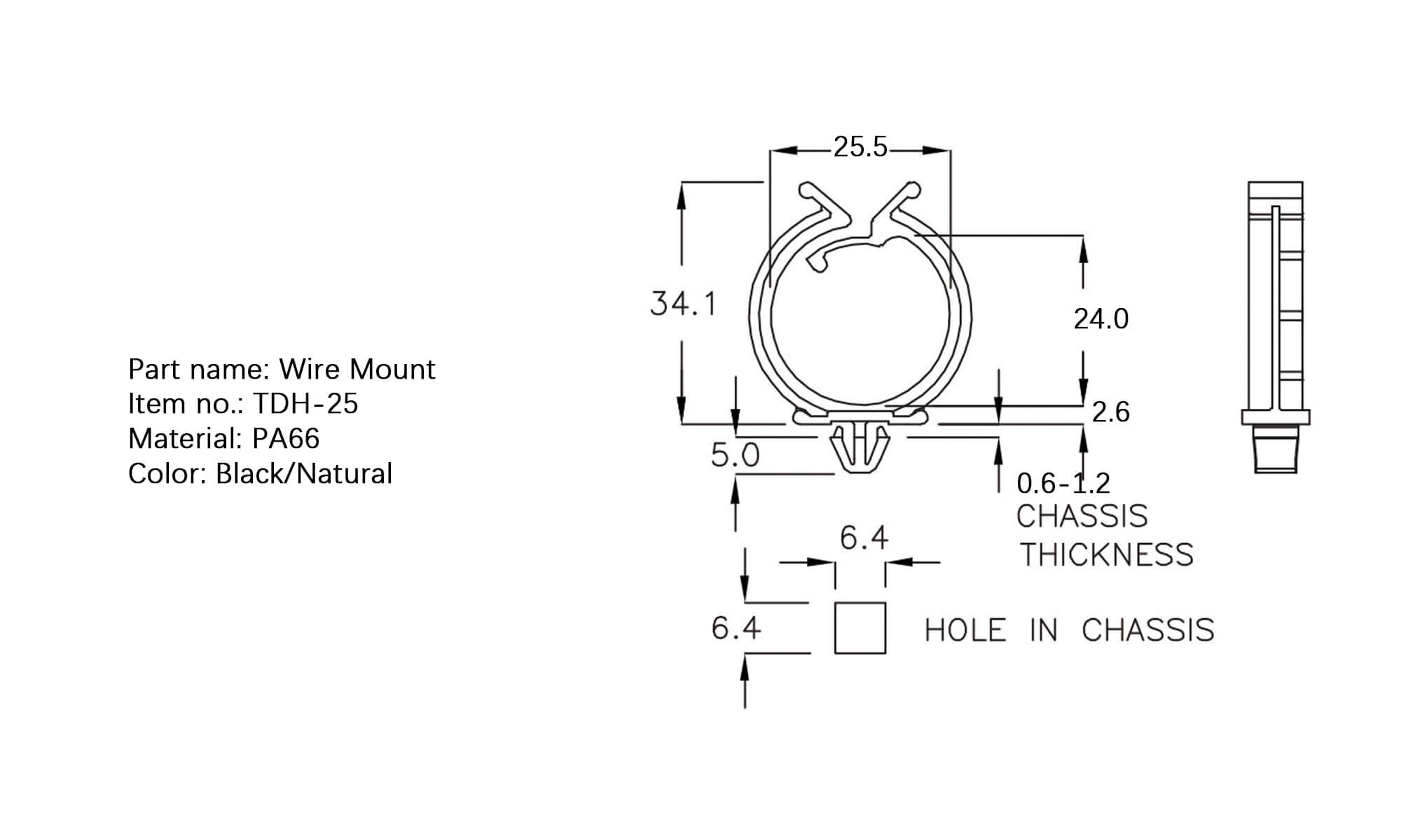 Plastic Wire Mount TDH-25